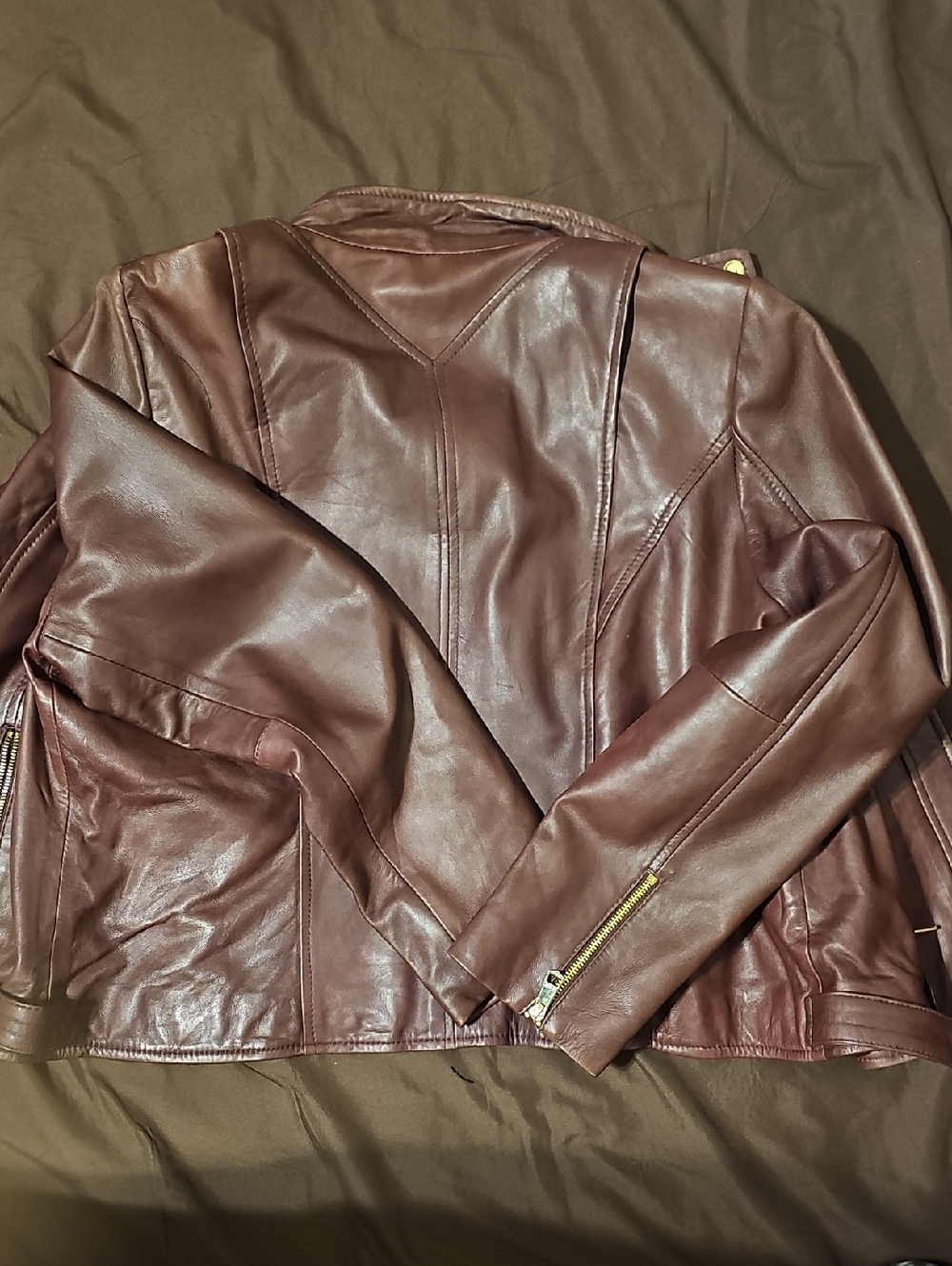 Wilsons Leather Women's Maroon Leather Moto Jacket - Picture 4 of 5